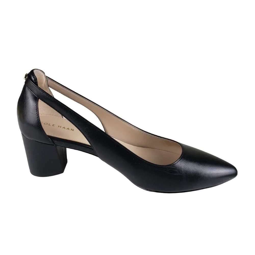 Cole Haan Emilee Black Leather Cutout Pump 9B Excellent Condition - Picture 10 of 16